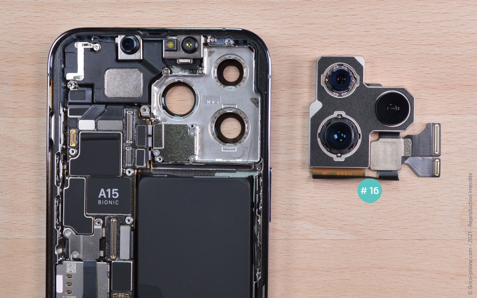 Changement du module triple caméras arrière sur iPhone 13 Pro photo 3