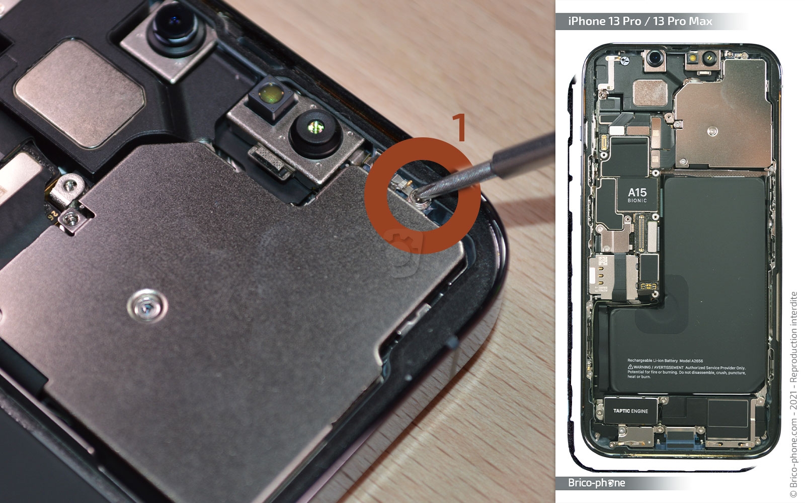 Changement du module triple caméras arrière sur iPhone 13 Pro photo 2