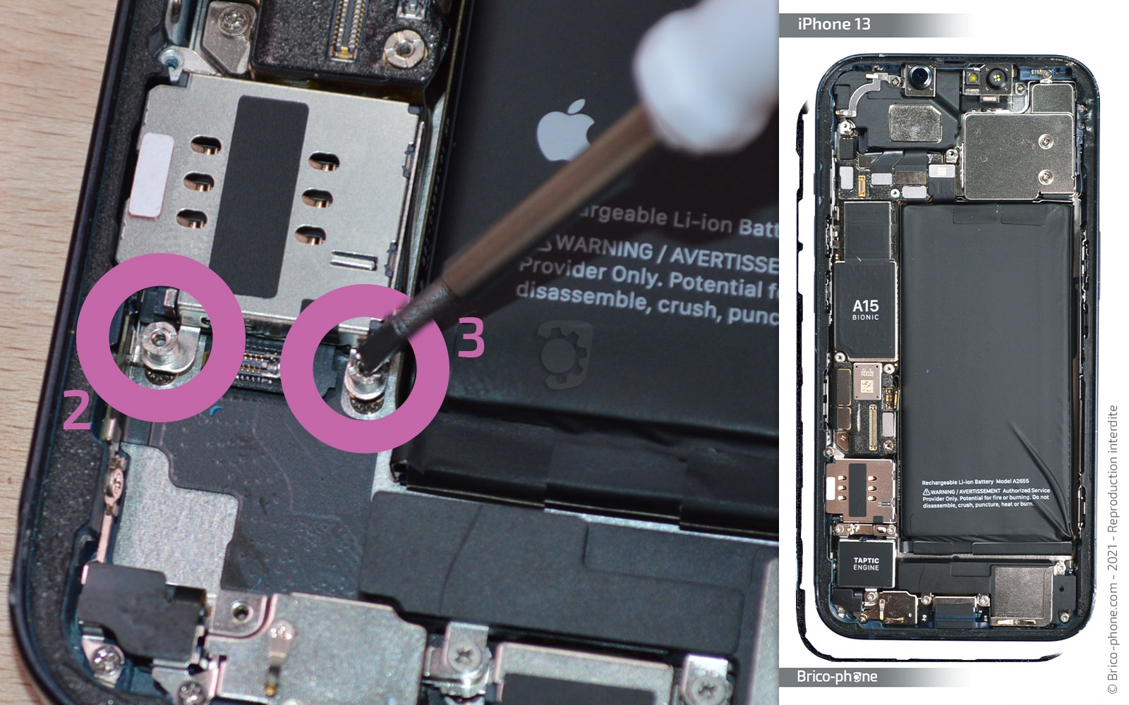 Changement du buzzer (HP interne) sur iPhone 13 photo 3