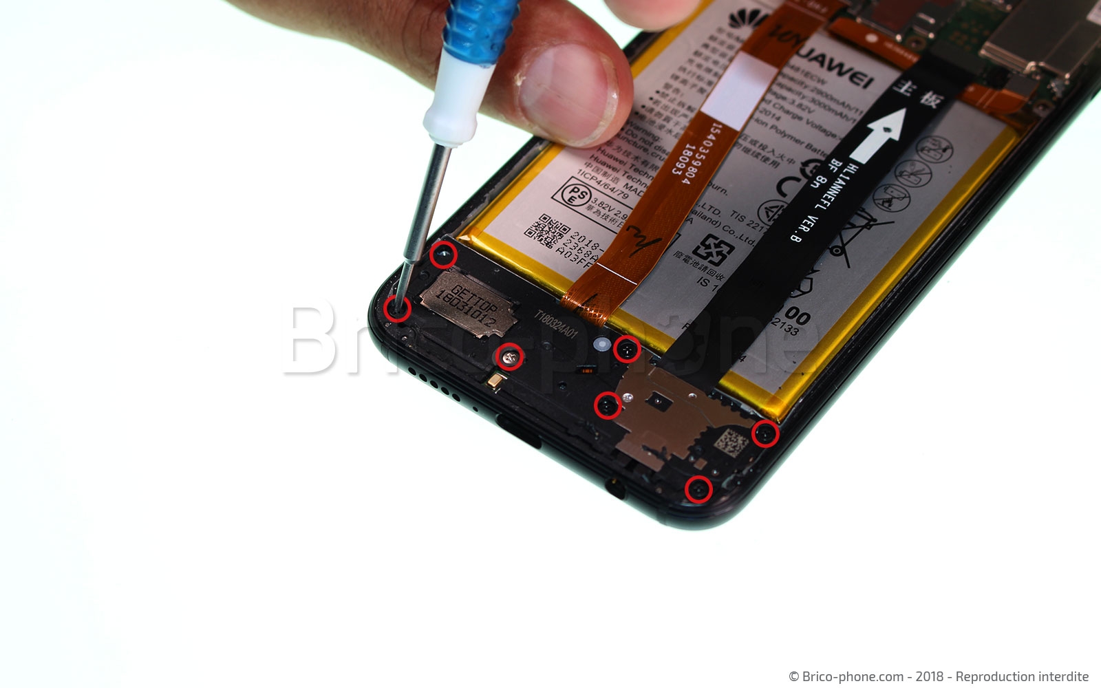 Changement du connecteur de charge et prise Jack sur P20 lite photo 1