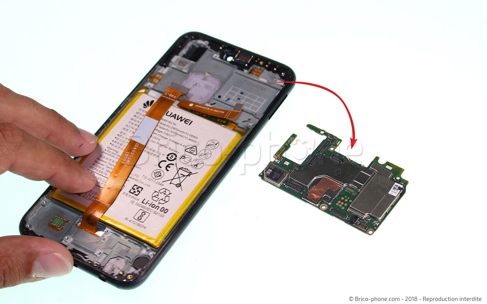 Changement d'écran (vitre+châssis+batterie) sur P20 lite photo 3