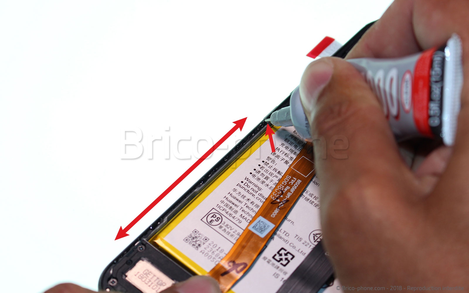 Changement d'écran (vitre+châssis+batterie) sur P20 lite photo 1