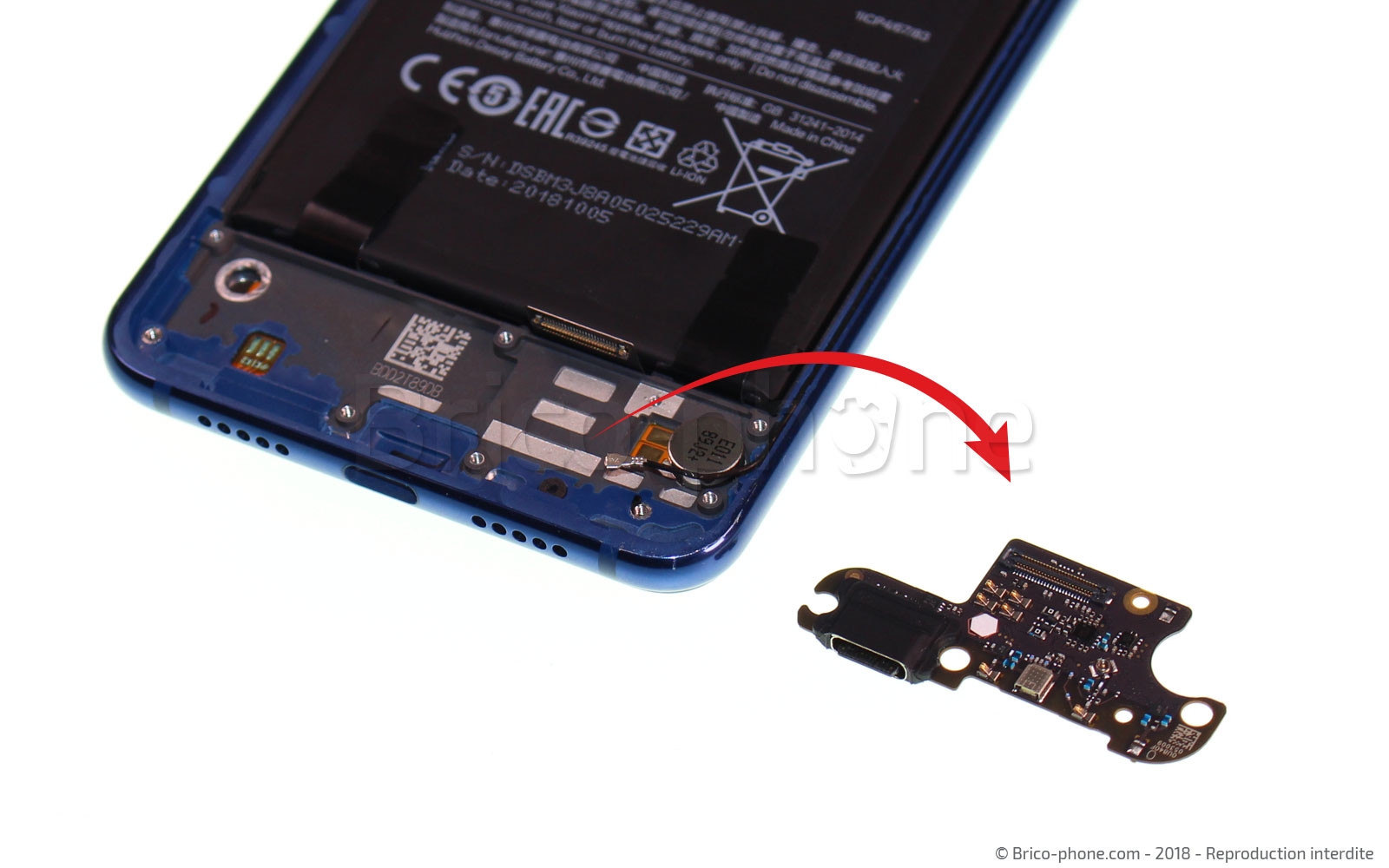 Changement du connecteur de charge sur Mi 8 Lite photo 3