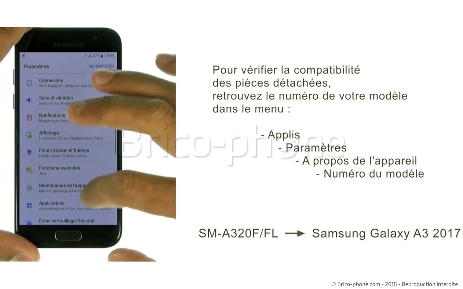 Changement d'écran (vitre+AMOLED) sur Galaxy A3 2017 photo 1