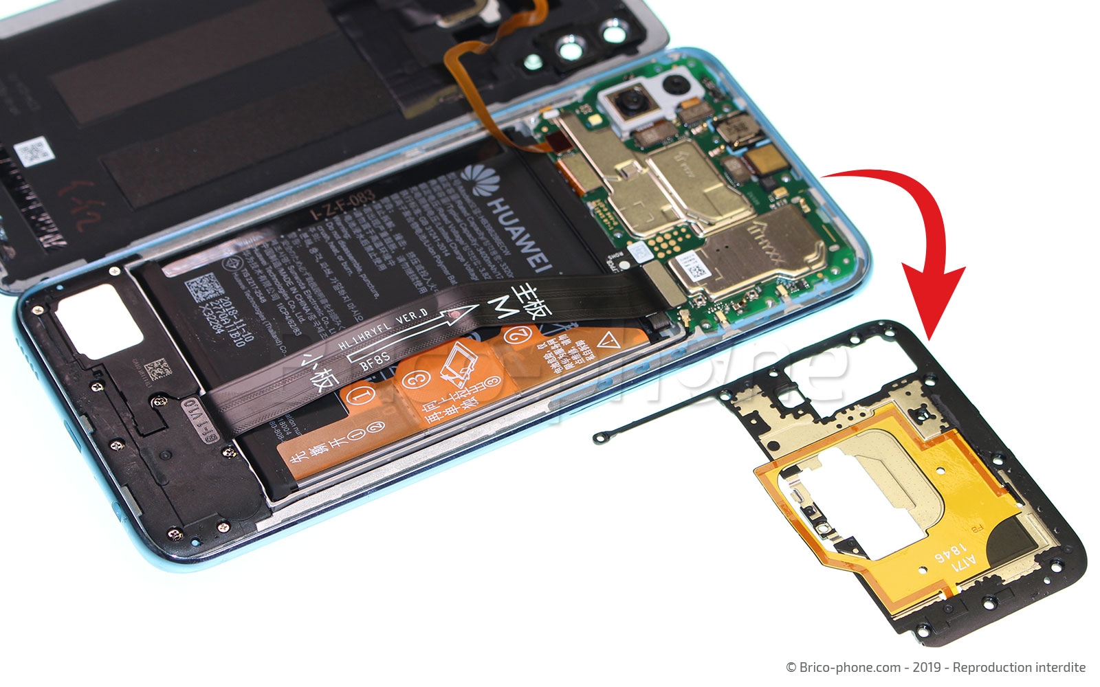 Changement de bloc écran avec batterie sur Honor 10 Lite photo 3