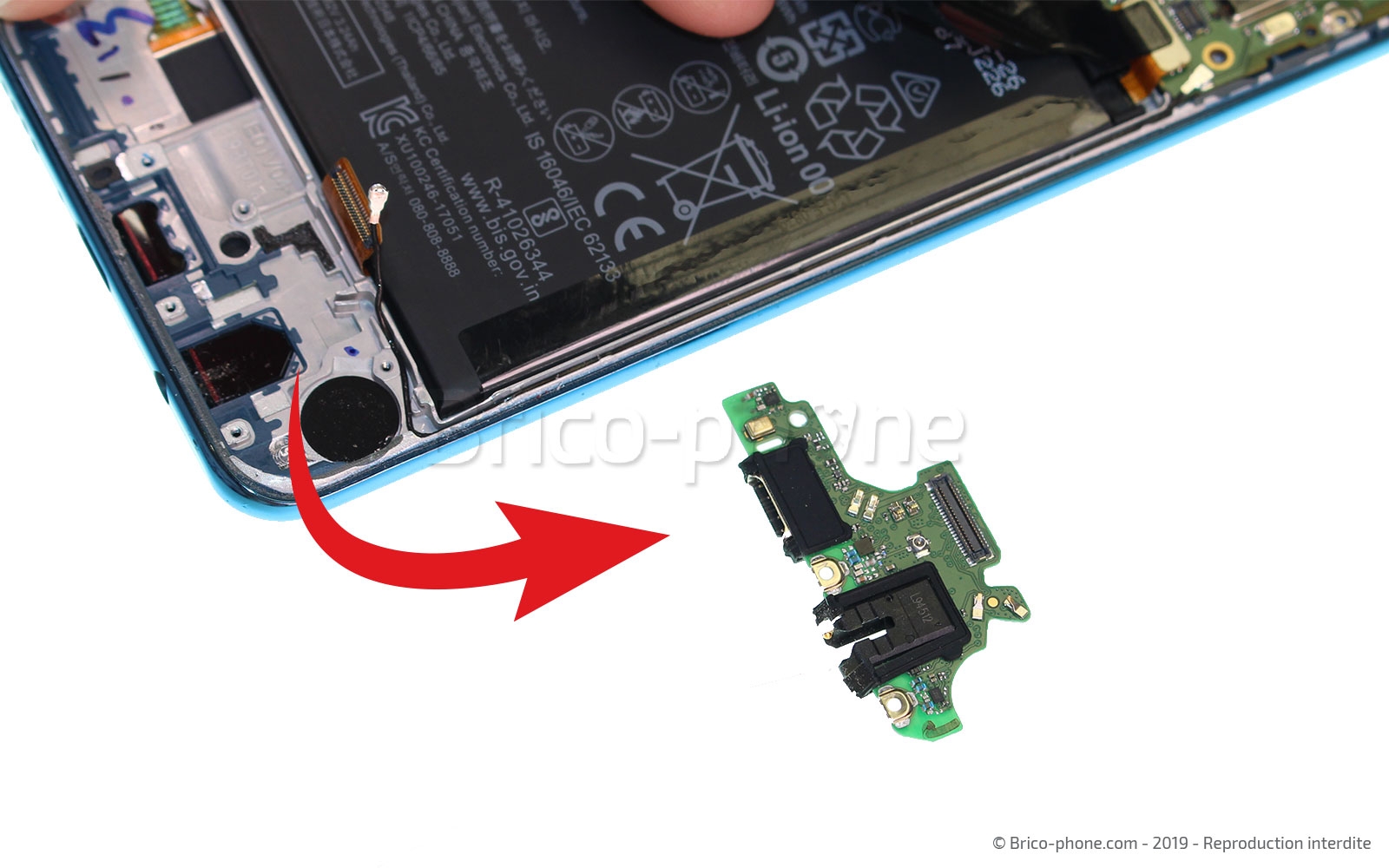 Changement de bloc écran avec batterie sur P30 Lite photo 4