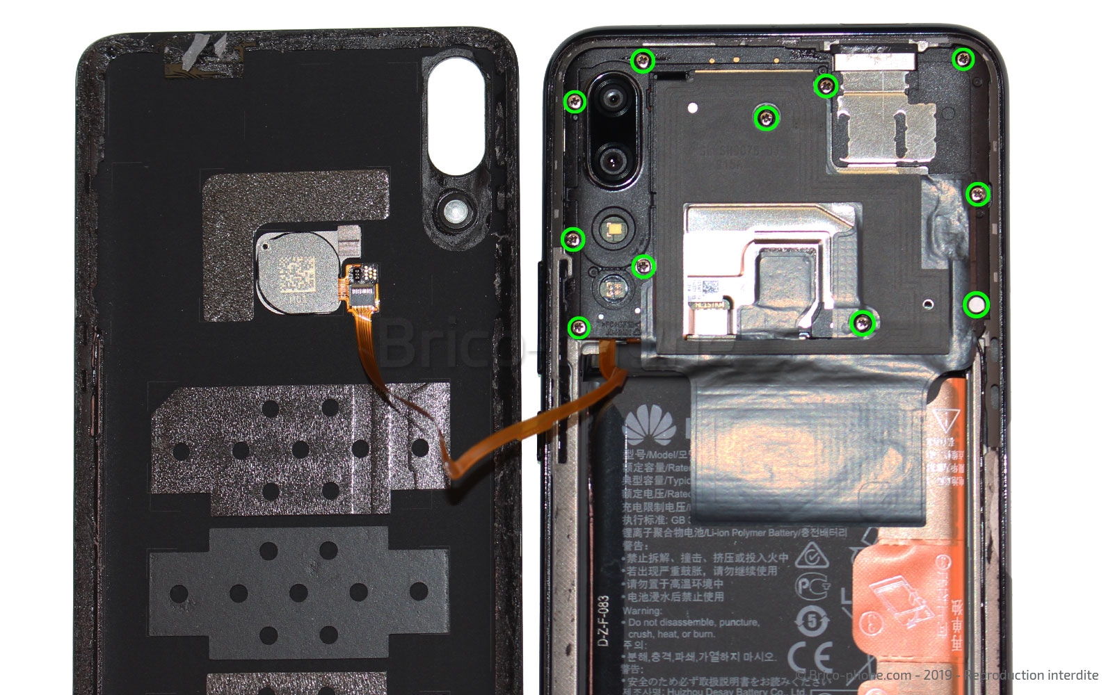 Changement du bloc écran complet avec batterie sur P Smart Z photo 1