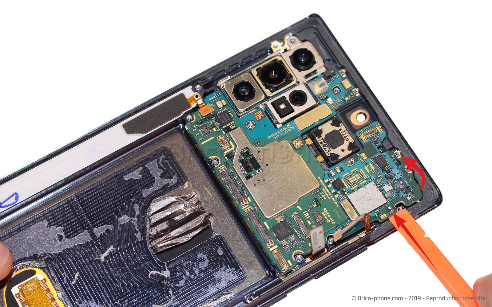 Changement du bloc écran pré-monté avec châssis sur Galaxy Note 10 Plus photo 1