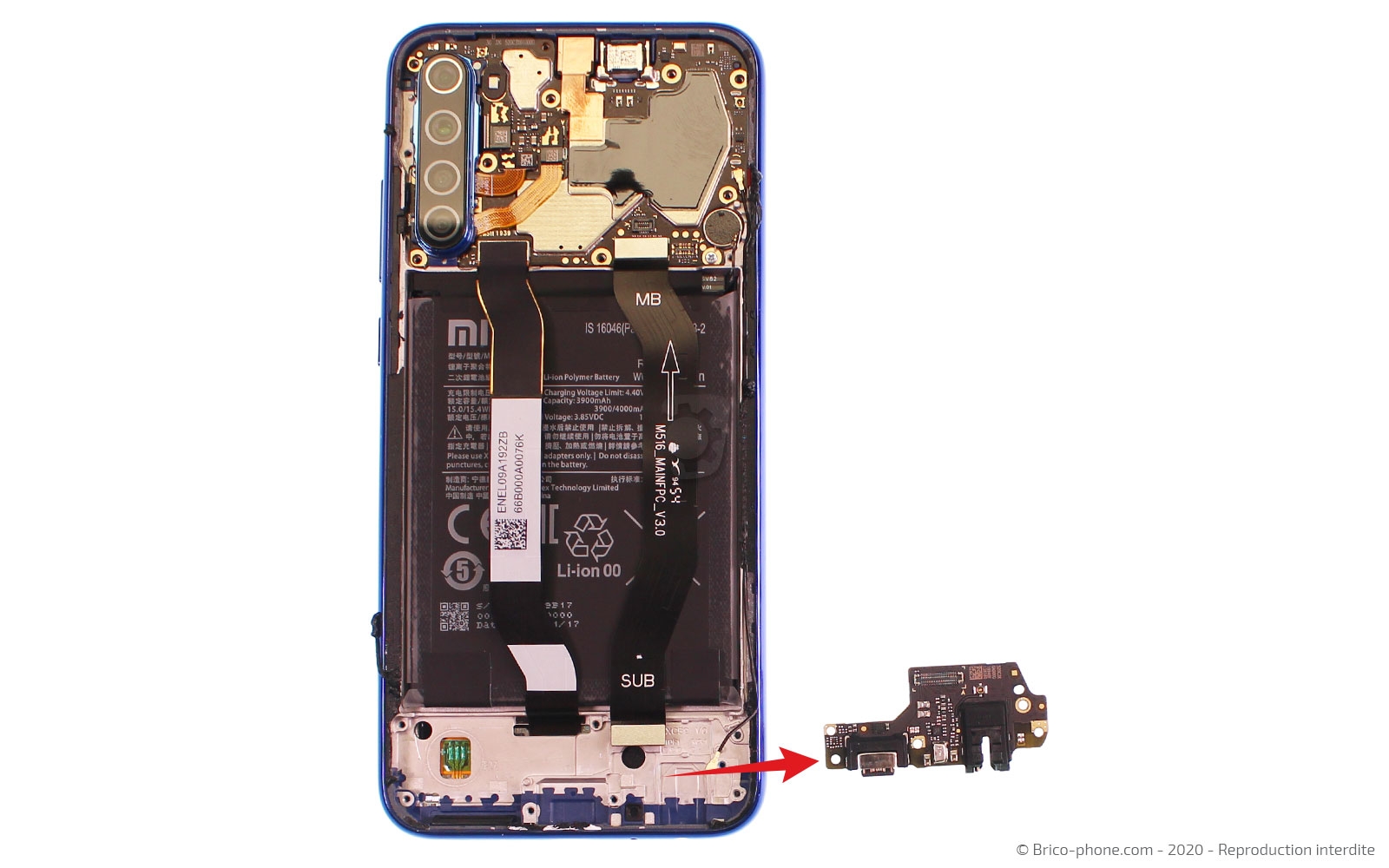 Changement du connecteur de charge sur Redmi Note 8T photo 3