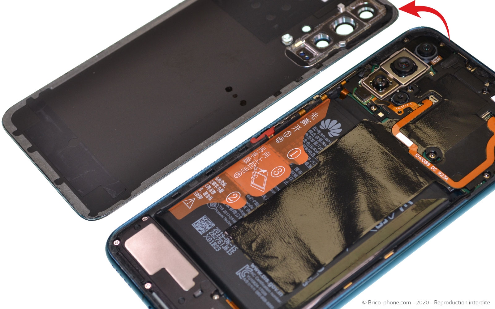 Changement de la vitre arrière sur Honor 20 Pro photo 4