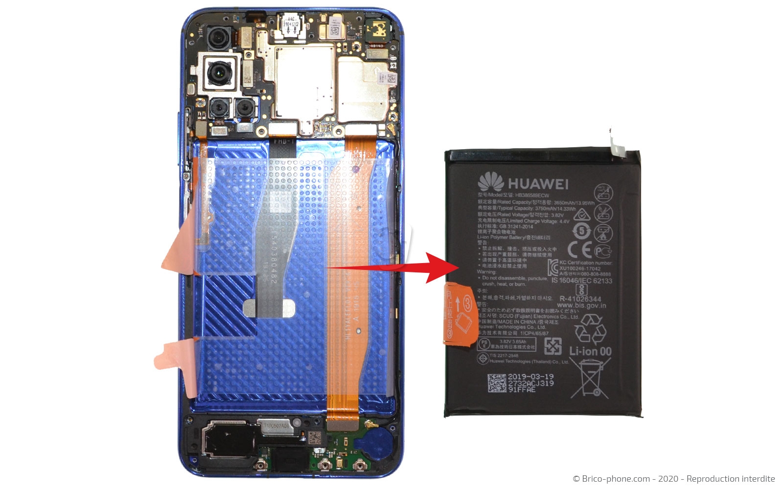 Changement de batterie sur Honor 20 photo 4