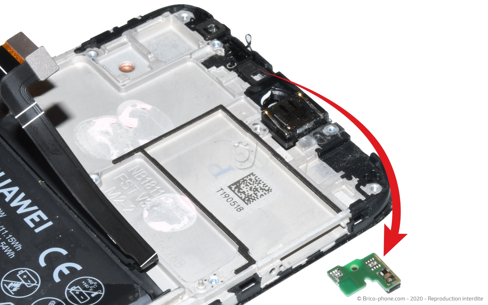 Changement de bloc écran avec batterie sur Y6 2019 photo 3