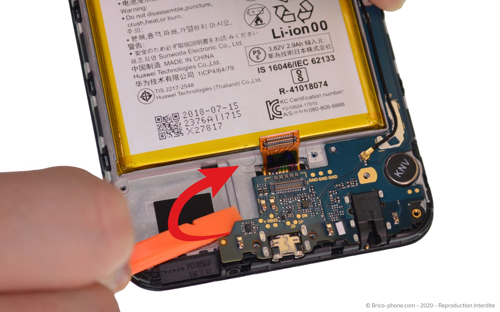 Changement de bloc écran avec batterie sur Y7 2018 photo 2