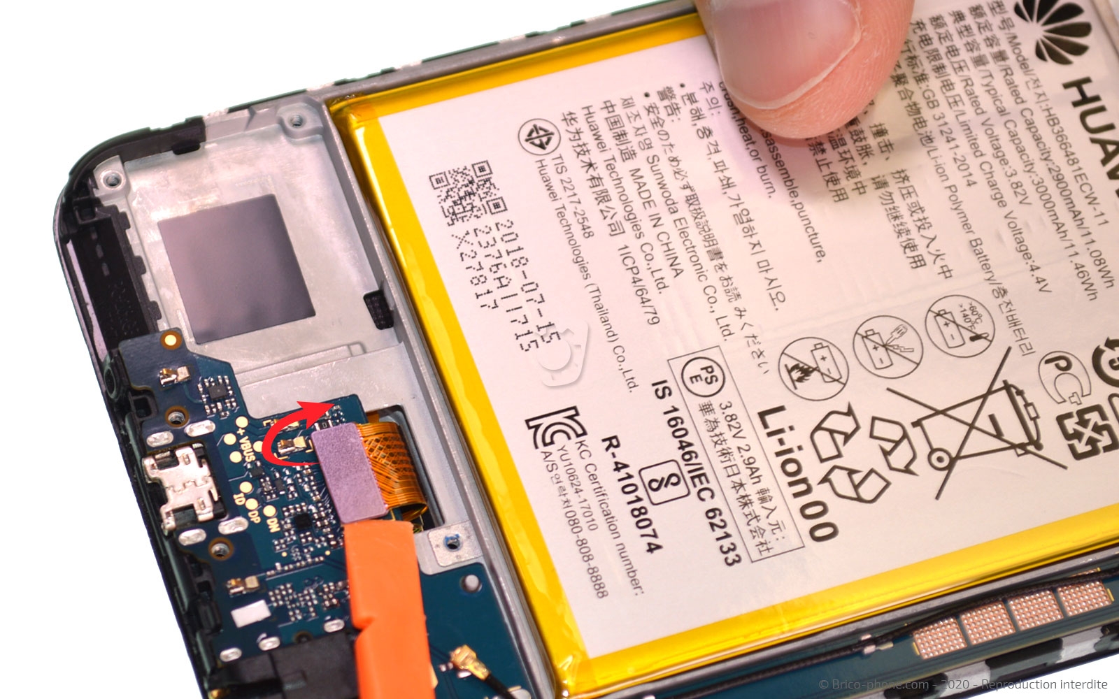 Changement de bloc écran avec batterie sur Y7 2018 photo 2