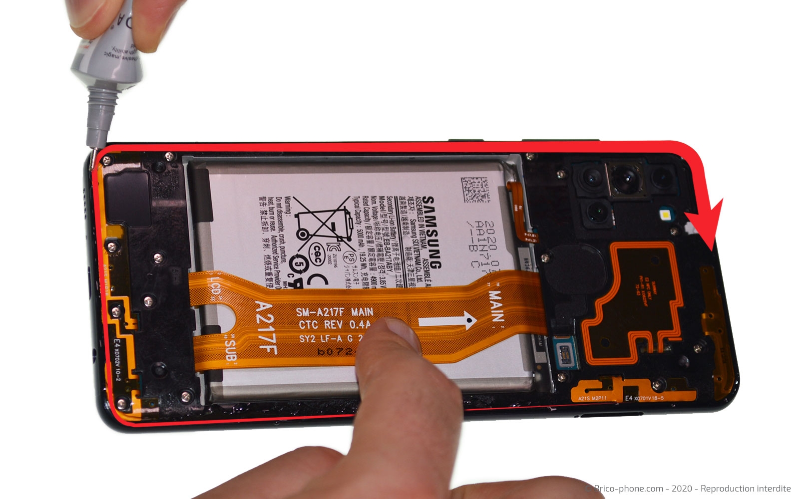 Changement de la vitre arrière sur Galaxy A21s photo 2