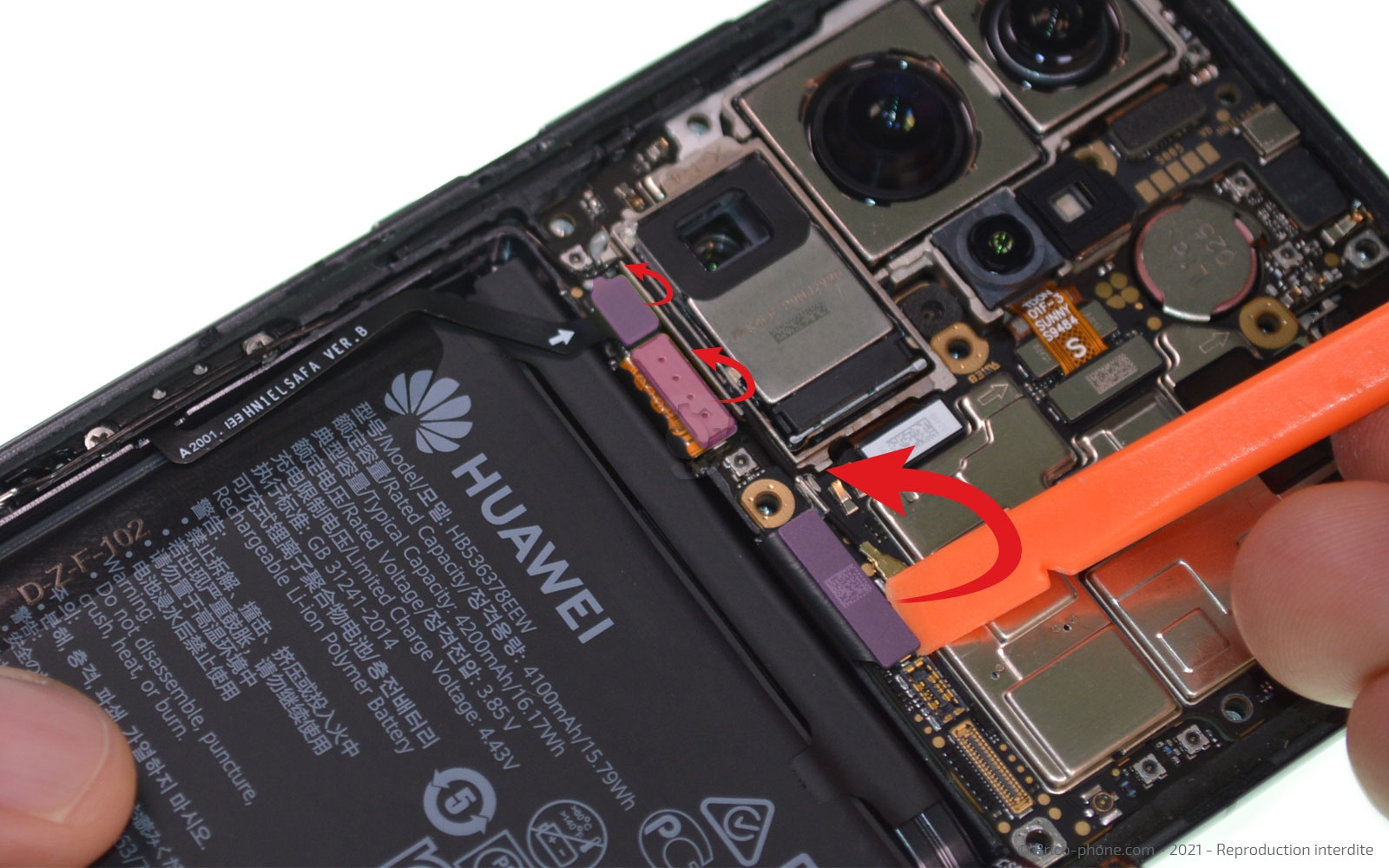 Changement du bloc écran avec batterie sur P40 Pro photo 3