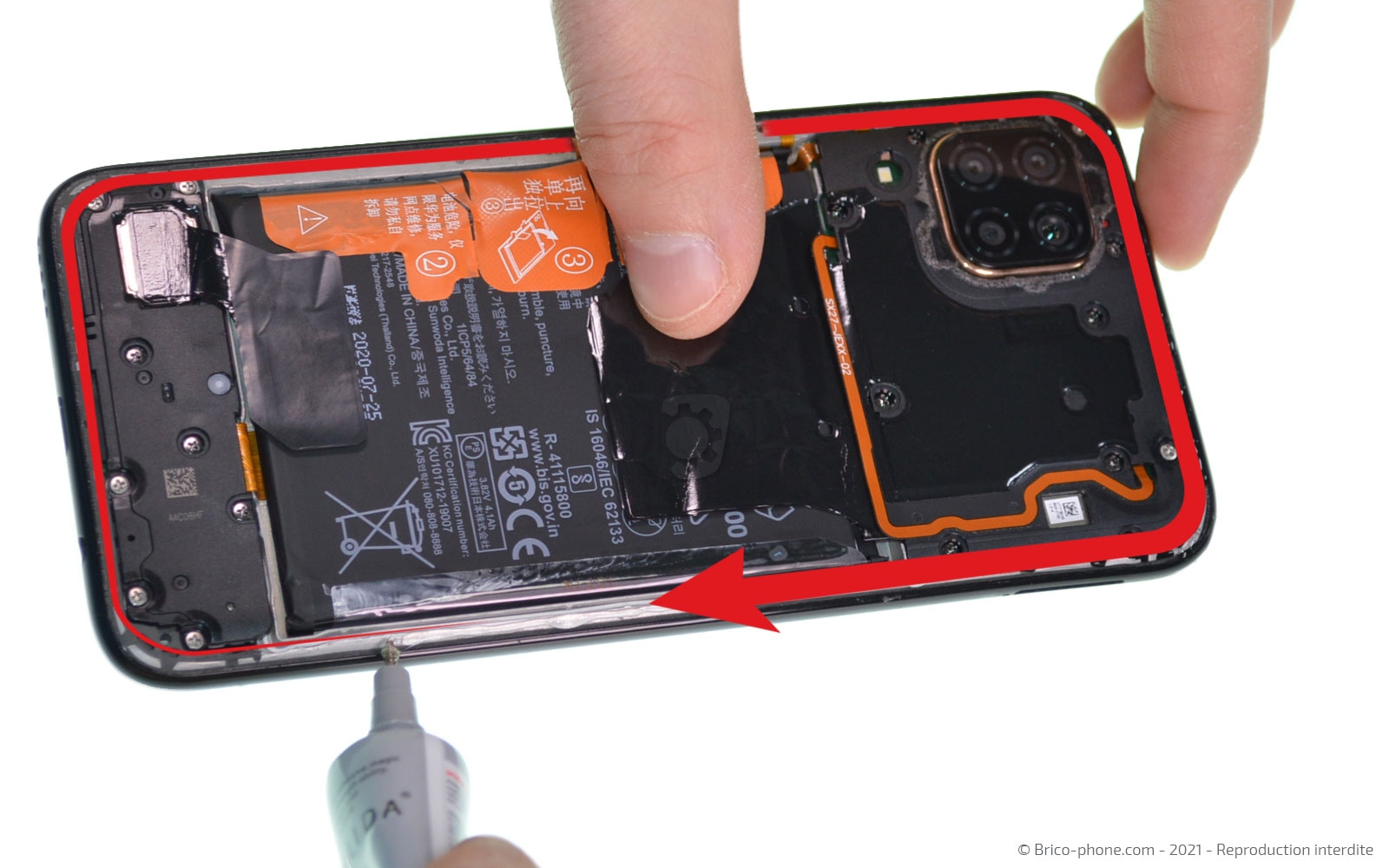 Changement du bloc écran avec batterie sur P40 Lite photo 2