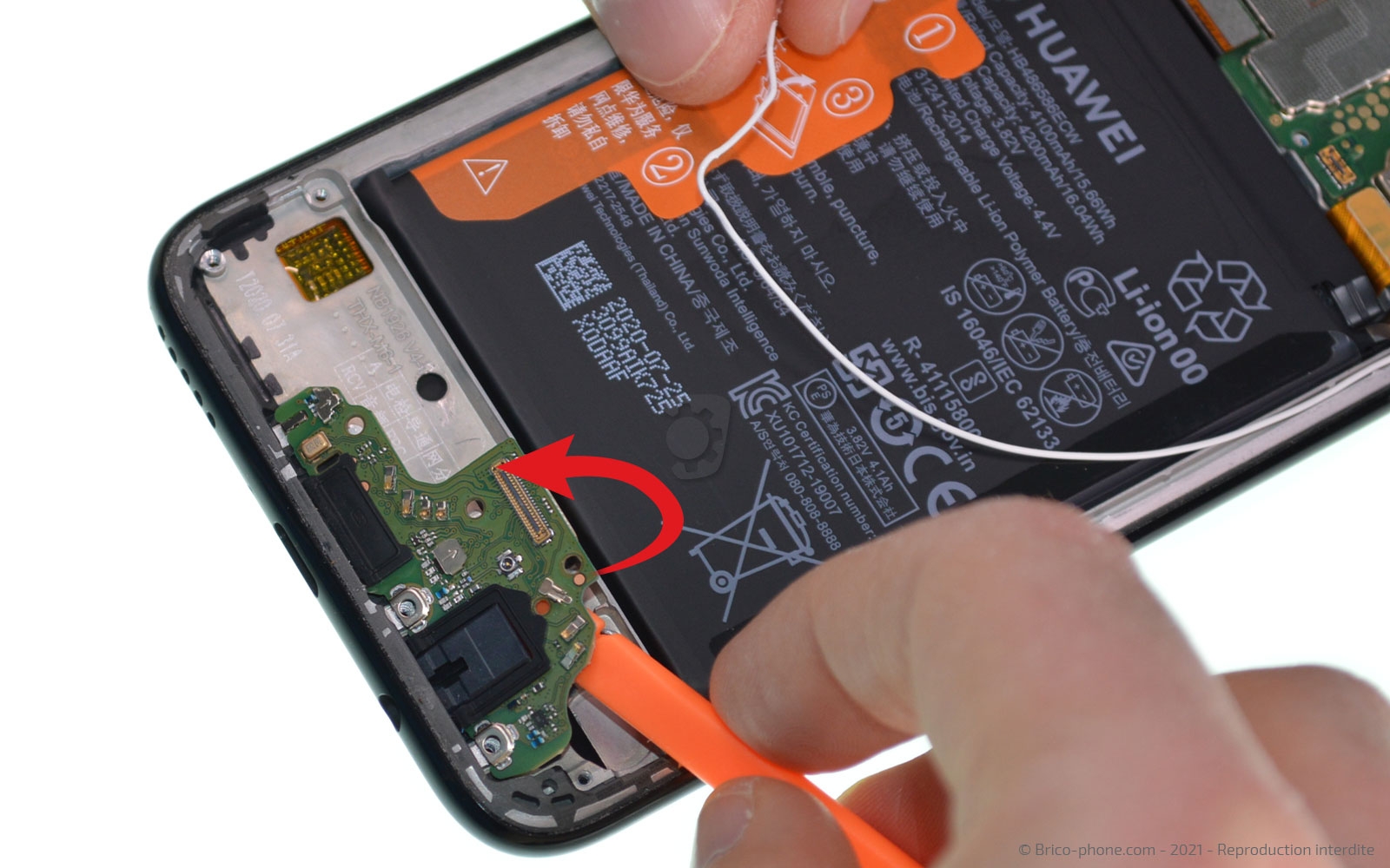 Changement du bloc écran avec batterie sur P40 Lite photo 2