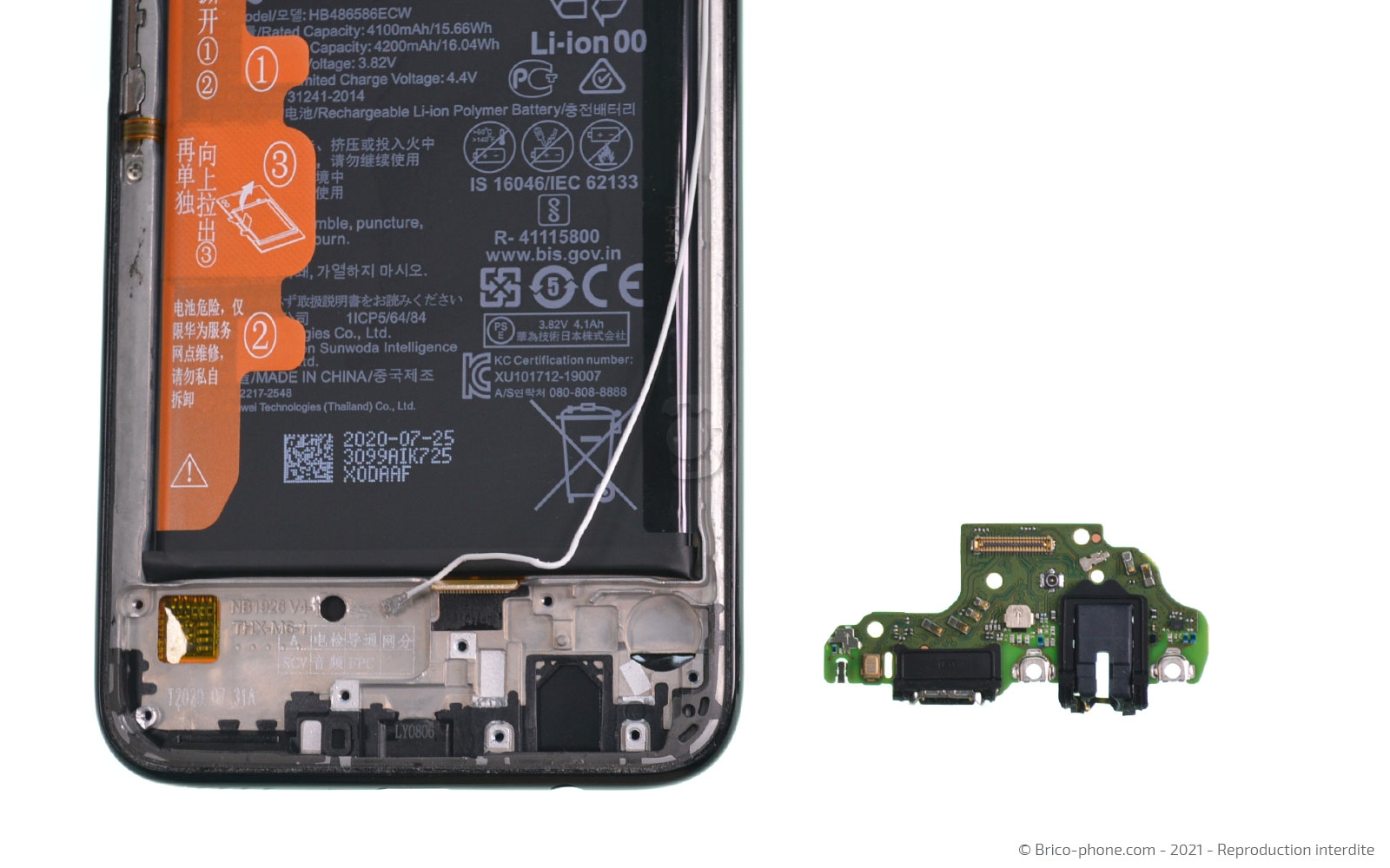 Changement du bloc écran avec batterie sur P40 Lite photo 3